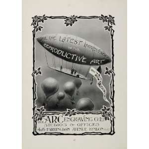  1904 Dirigible Airship Hot Air Balloon ARC Engraving Ad 
