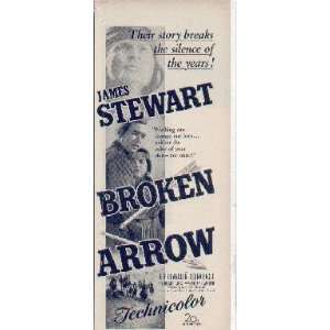  1950 Movie Ad, JAMES STEWART starring in BROKEN ARROW 