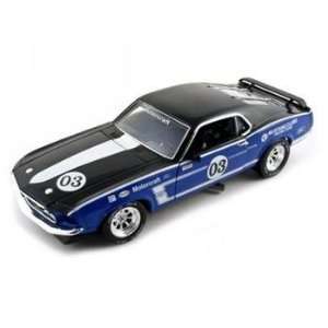  1969 Ford Mustang Boss 302 Diecast Car 1/24 Racer #3 Blue 
