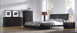 Modern Zen Leather Headboard Bed Bedroom Furniture Set  