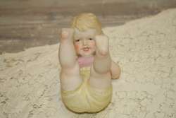 Antique Bisque Piano Baby Girl Doll PLayful Laying Pose German Mark 