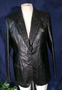 Vintage Black ETIENNE AIGNER Leather Blazer Jacket Size 10  