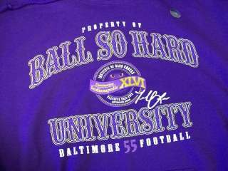 Baltimore Ball So Hard University Hoodie Large Terrell Suggs Purple 
