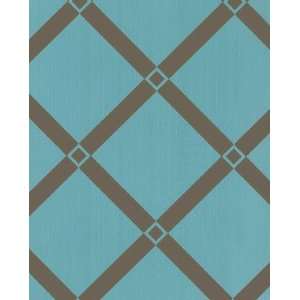  Traditional Wallpaper   Lattice Brown on Blue   #RTT 153 