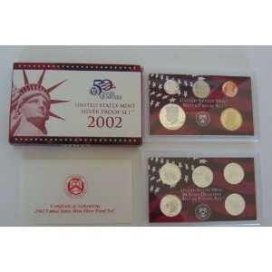  2002 U. S. Mint Silver Proof Set with Original Box and COA 