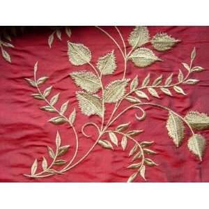  High End Red Leave Embroidery Silk Fabric  Buy Yard(s 