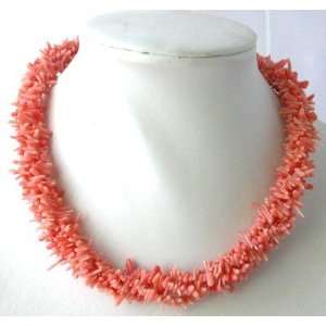  16 Three Rows Pink Branch Coral Necklace: Everything Else