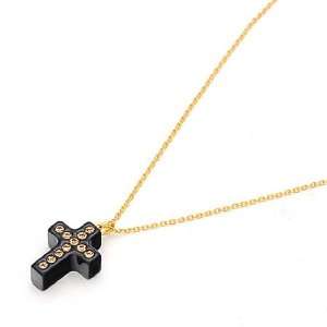  [Aznavour] Lovely & Cute Cross Necklace / Black.: Jewelry