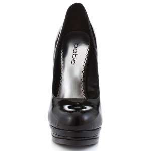 NIB New BEBE Black TYROL Patent Leather Platform Pumps Heels Shoes 