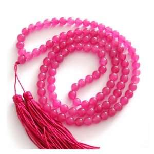  8mm 108 Pink Stone Beads Buddhist Prayer Mala Necklace 