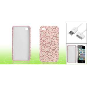   Printed Hard Plastic Cover + USB Data Cable for iPhone 4 Electronics