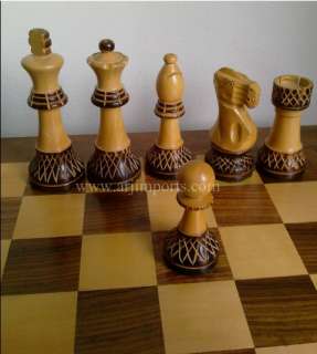 Handmade handcarved Wooden Chess Set with 14x14 inches Wooden Board 