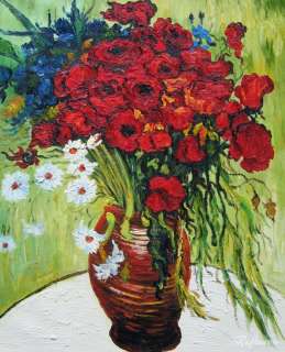 Vincent Van Gogh Daisies and Poppies Oil Painting repro  