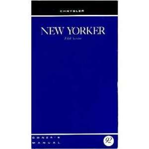   1992 CHRYSLER NEW YORKER FIFTH AVENUE Owners Manual Guide: Automotive