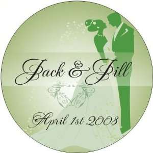 Baby Keepsake: Green Kissing Bride and Groom Design Personalized 