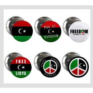 LIBYA Revolution for FREEDOM and PEACE 6 Pack of 2.25 inch Pinback 