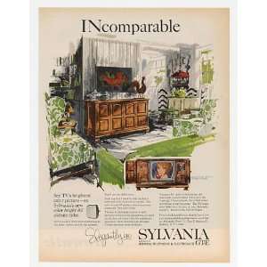 1965 Sylvania Early American Maple Color TV Print Ad 