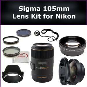  Sigma 105mm f/2.8 EX DG OS Macro Lens Kit for Nikon D90 