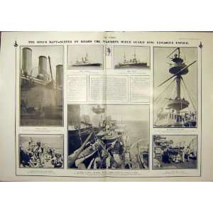 King Navy Warships Hms Sailors Marines Print 1902