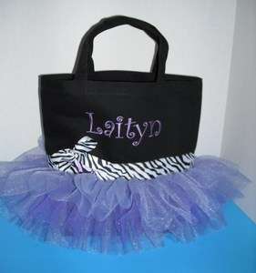 TuTu Tote bag Personalized Ballet Dance Zebra & Purple  