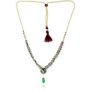   Mughal Collection Tsavorite Garnet and Crystal Necklace Jewelry