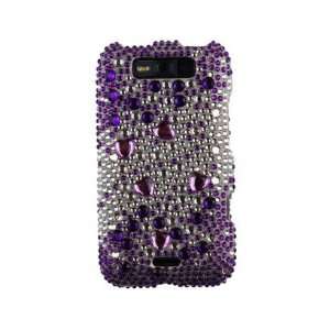  Phone Protector Purple and Silver Diamond Plastic Case For 