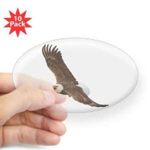  Sticker Clear (Oval) (10 Pack) Bald Eagle Flying 