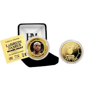    Lebron James Miami Heat 24KT Gold and Color Coin 