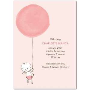   Girl Birth Announcements   Balloon Ride: Chenille By Petite Alma: Baby