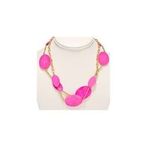  Rhondas Gold Tone Pretty Pink Gemstone Necklace: Jewelry