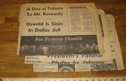 John F Kennedy ASSASSINATED!! Newspapers. JFK. 1963  