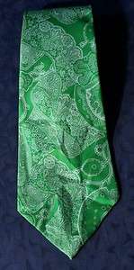 Vintage Green Paisley TURNBULL & ASSER at BONWIT TELLER Silk Tie 56 x 