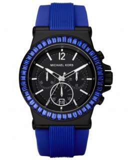 Michael Kors MK5466 Womens Rubber Strap Blue Baguette Watch  