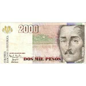  COLOMBIA (2001)   2000 PESOS BANKNOTE: Everything Else
