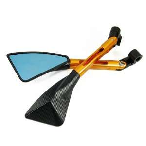 Motorcycle Ripple Black & Gold Triangle Blade RearView Side Mirror Fit 