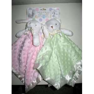   Pink Bunny Rabbit NuNu Lovey & Green Bear Lovey 2pk: Everything Else