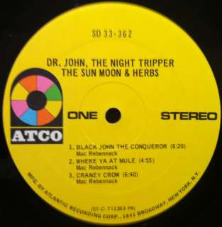 DR. JOHN night tripper sun moon & herbs LP VG SD 33 362 Vinyl 1971 1st 
