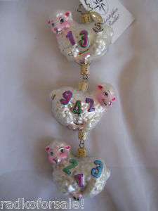 Radko COUNT YOUR BLESSINGS Baby Lambs Triplets ornament  