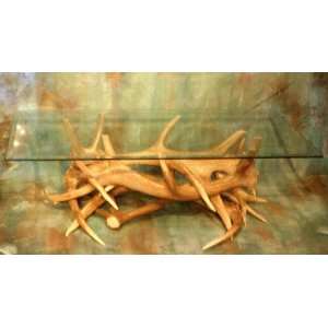  Elk Antler Coffee Table with Glass Top