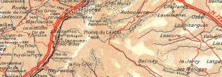 CANTAL: Region Aurillac Lioran Murat St Flour, 1935 map  