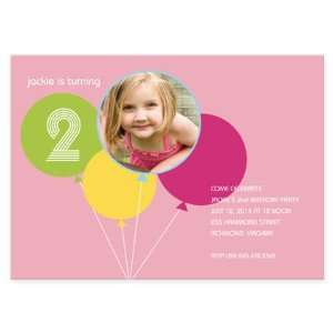  Balloon Bash   Pink Birthday Invitation: Toys & Games