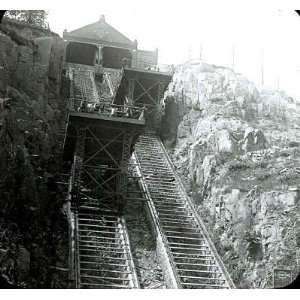  Escalator Carrying Freight Bergen Hill NJ Glass Slide 