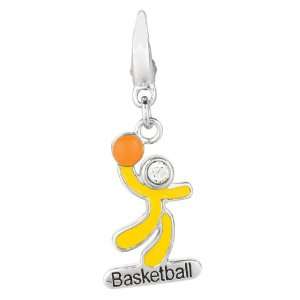    Sterling silver and Enamel OLYMPIC BASKETBALL (Charm): Jewelry