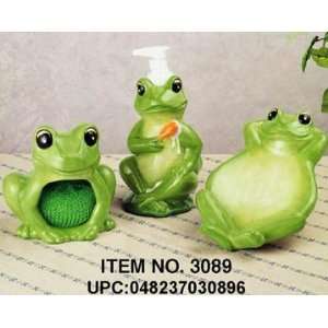 Green Frog Ceramic 4 Piece Kitchen Countertop Set:  Kitchen 