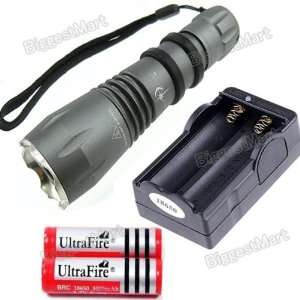  Led 800 Lumens Flashlight Camping Torch Lamp S R5+2PCS Battery+Charger
