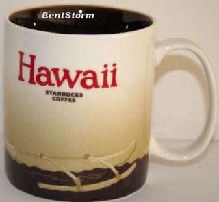 Starbucks Hawaii Coffee Tea Mug Cup WAIKIKI CITY HULA GIRL OUTRIGGER 
