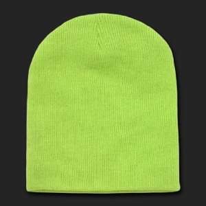   LIME GREEN SHORT BEANIE SKI CAP CAPS HAT HATS TOQUE 