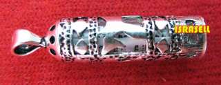   Sterling Silver MEZUZAH PENDANT WITH CHAI FROM ISRAEL + SHEMA SCROLL