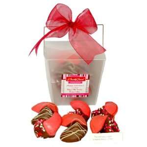 Belgian Milk Chocolate Dipped Valentines Fortune Cookies In White 