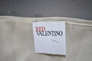 RED VALENTINO Cream Ruffled Silk Organza Tuxedo Blouse Shirt Top 40/4